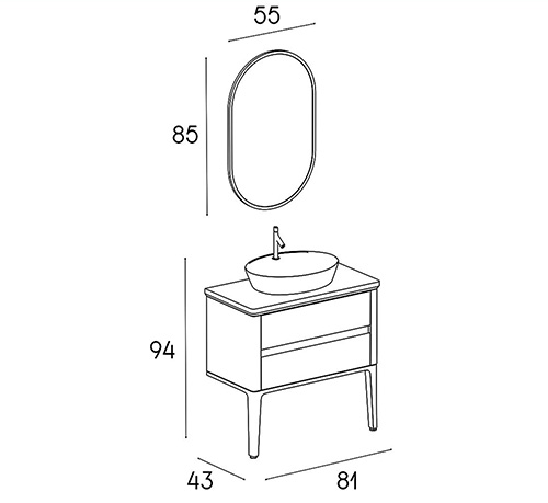 کابینت روشویی چوب و پی وی سی مدل P-8004